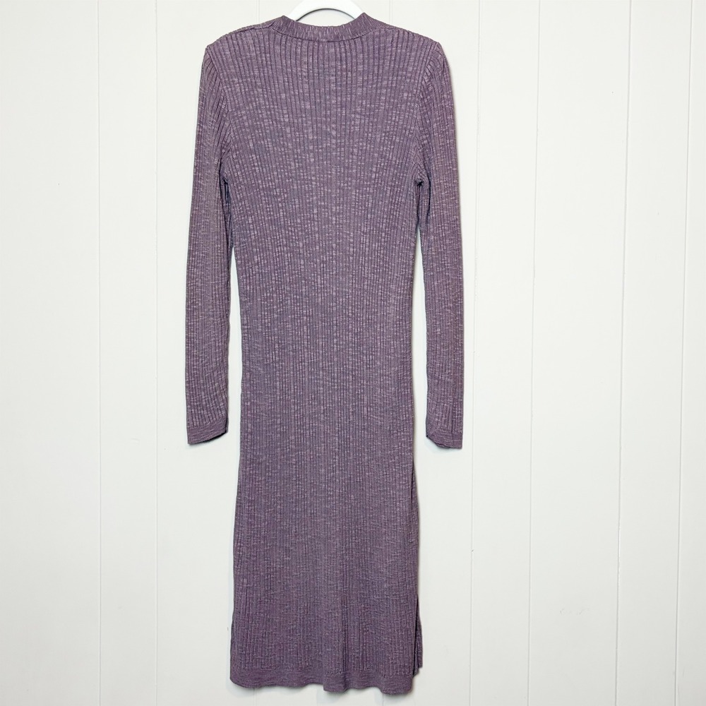 Free People Date Night Cardigan Dress Ribbed Knit Midi Long Purple Medium Boho - Picture 7 of 11